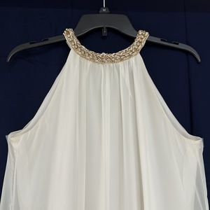 MSK White Halter Dress with Gold and Jewel Accent (6)